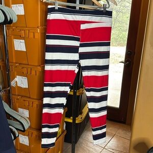 NEW Lularoe TC Tall & Curvy Blue Red White Stripe 4th of July Leggings Sz 12-18